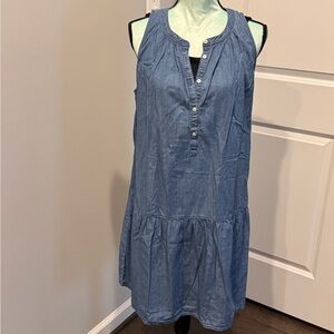 Loft Sleeveless Blue Denim Button-Down Dress